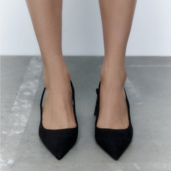 Zara Black Sling back Heels Size 39 - Picture 9 of 10